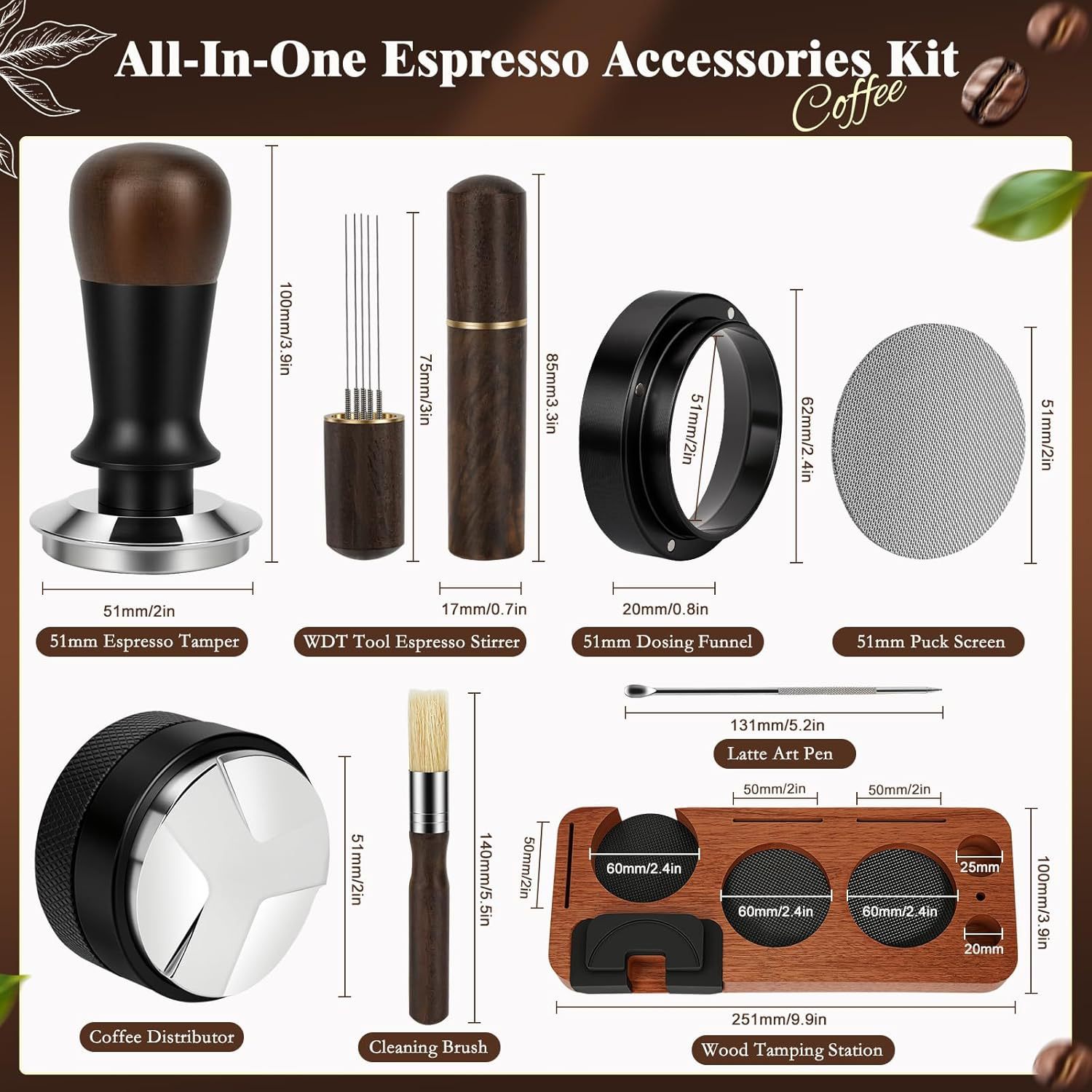 51mm 53mm 58mm 8 Buah Set Tamp - Espresso Tamper Set ulasan dan harga